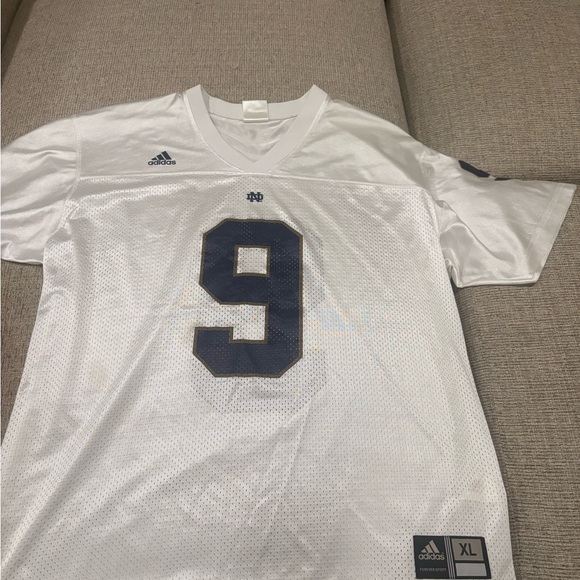 Adidas White Jersey with Navy Notre Dame logo #9 - Picture 4 of 6